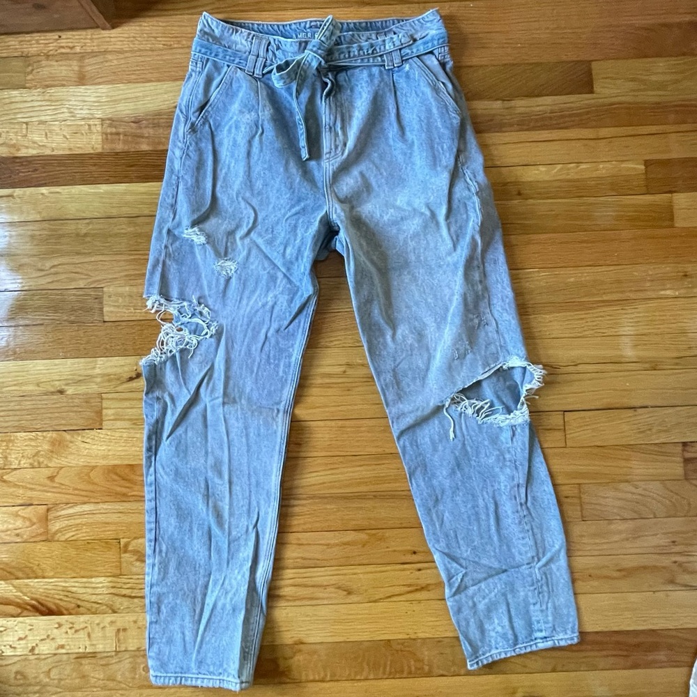 AE highest rise paperbag mom jean
